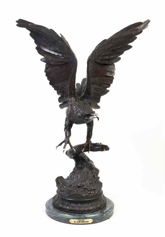 Appraisal: A Bronze Sculpture of an Eagle after Jules Moigniez depicted