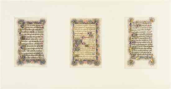 Appraisal: ILLUMINATED MANUSCRIPT LEAVES A group of three leaves from a