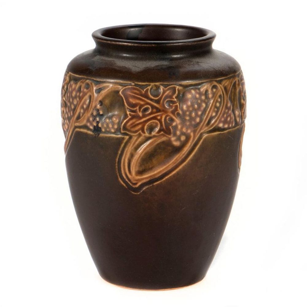 Appraisal: Rookwood Pottery Vase Decorated with a raised band of grapevines