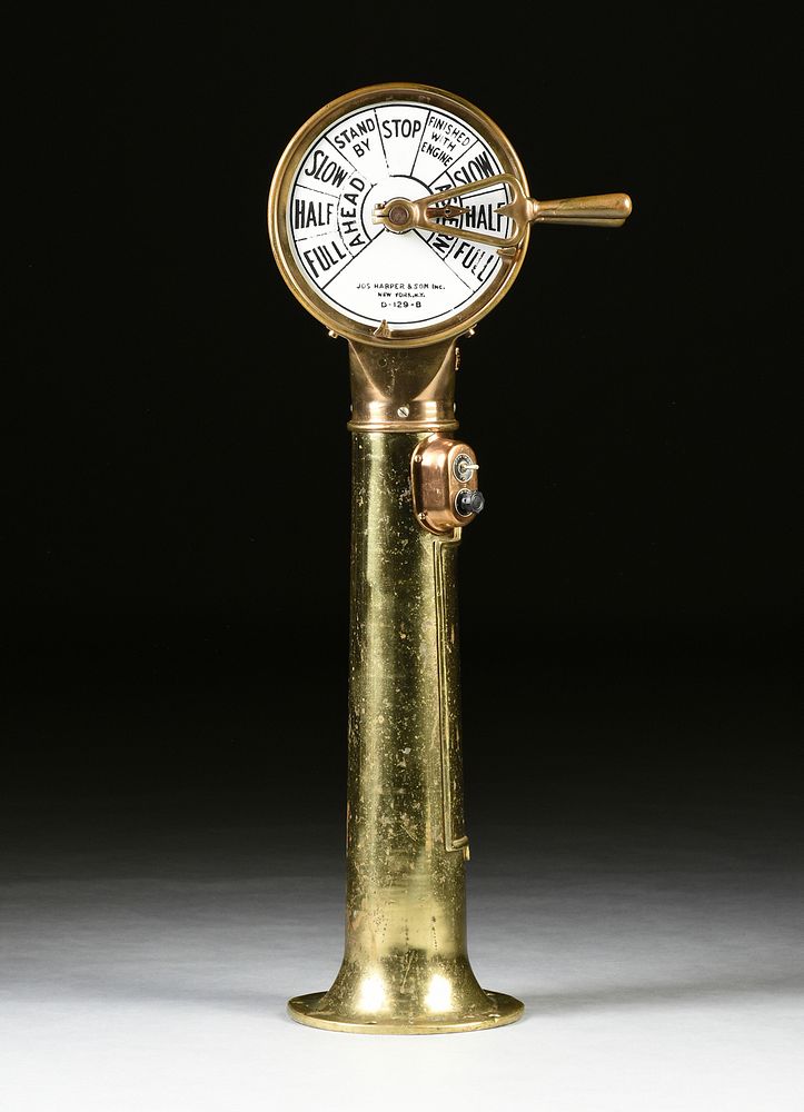 Appraisal: A VINTAGE AMERICAN BRASS SHIP ENGINE TELEGRAPH BY HARPER SON