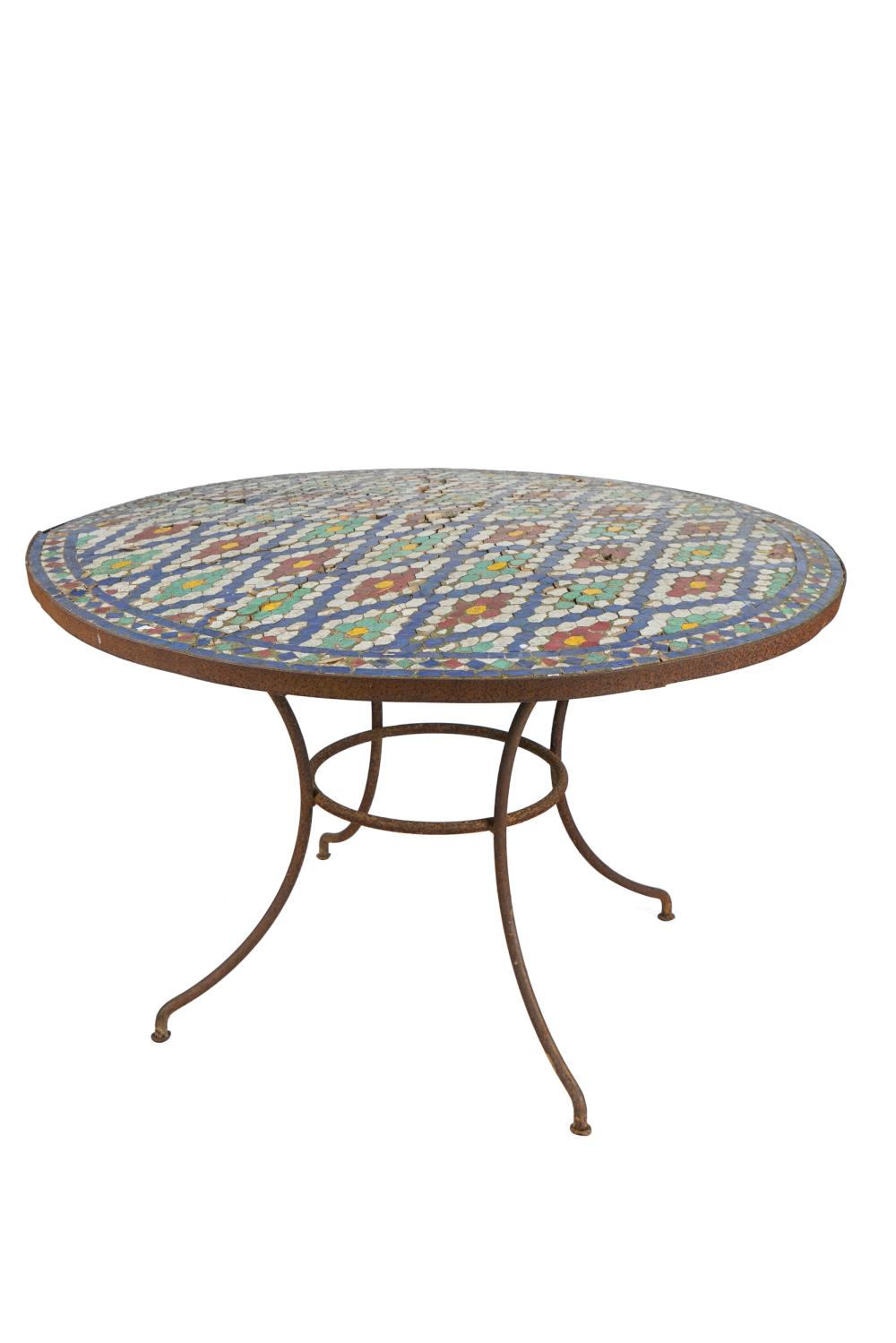 Appraisal: MOSIAC TOP PATIO TABLEthe star form base supporting a mosaic