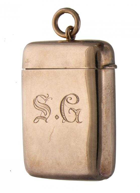 Appraisal: A VICTORIAN CT GOLD VESTA CASE engraved with the initials