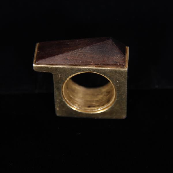 Appraisal: Modernist Minimalist Sterling Silver gold wash Sculptural Ring with geometric