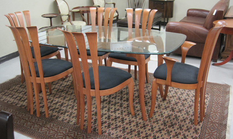 Appraisal: MODERN DINING TABLE AND CHAIR SET Sibau Furniture Co Italy