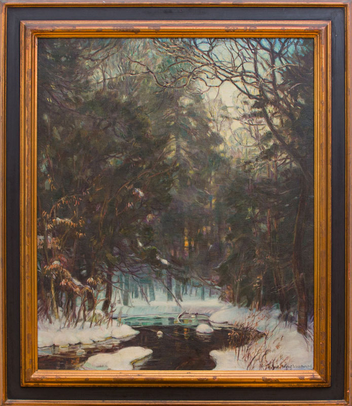 Appraisal: ROBERT STRONG WOODWARD - SNOW SCENE Oil on canvas signed