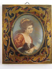 Appraisal: An oval miniature of a lady with lapdog signed Casway