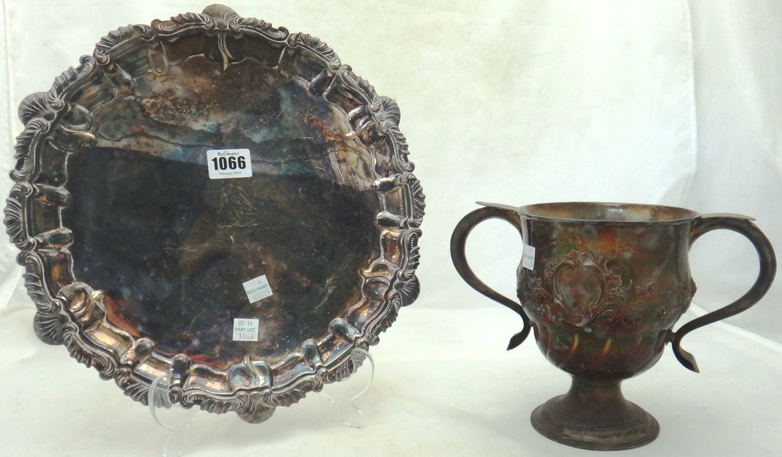 Appraisal: A plated shaped circular Chippendale style salver with a decorated