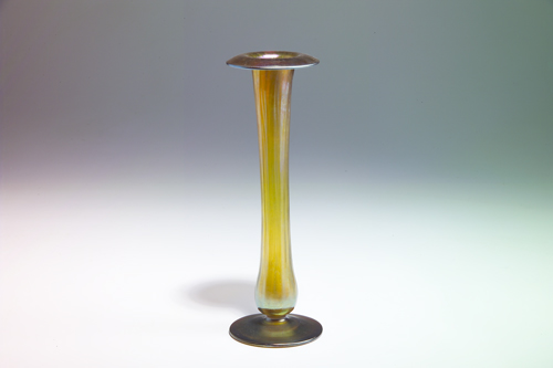 Appraisal: TIFFANY Gold Favrile ribbed glass bud vase with flaring rim