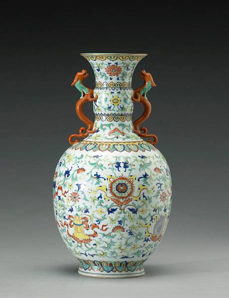 Appraisal: An underglaze blue and polychrome enameled porcelain vase with dragon