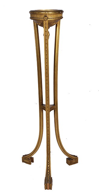 Appraisal: A GEORGIAN STYLE GILT TORCHERE with circular top and three