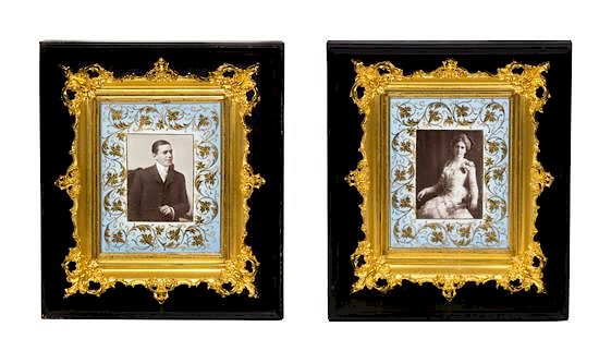 Appraisal: A Pair of Photographic Prints on Porcelain Height of frame