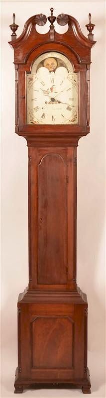 Appraisal: John Leinbach Chippendale Tall Case Clock Rare John Leinbach Reamstown