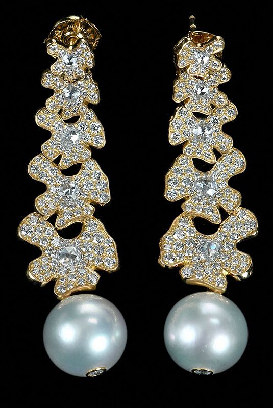 Appraisal: David Yurman kt Diamond and Pearl Earrings each with approx