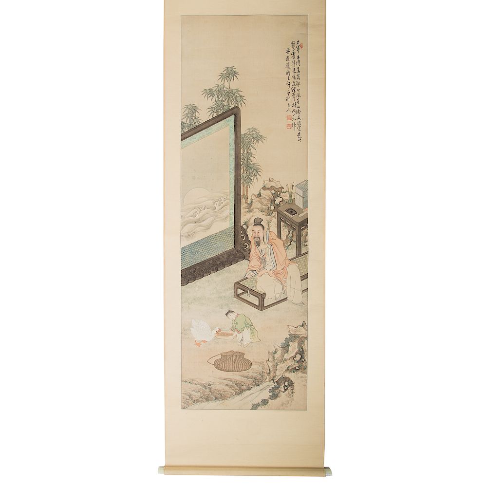 Appraisal: Chinese School Scroll late th early th century depicting scholar