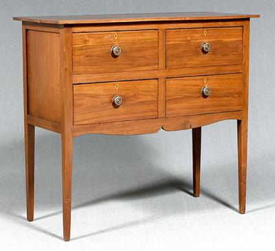 Appraisal: South Carolina huntboard inlaid walnut two-over-two drawers with inlaid kite