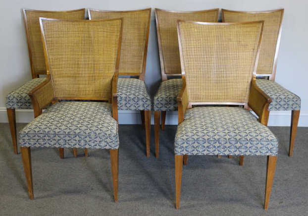 Appraisal: Midcentury Paul McCobb Style Cane Dining Chairs All with shortened