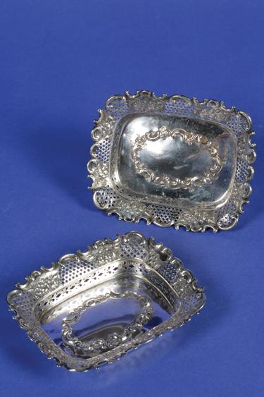 Appraisal: A PAIR OF VICTORIAN SWEET MEAT DISHES of rectangular form