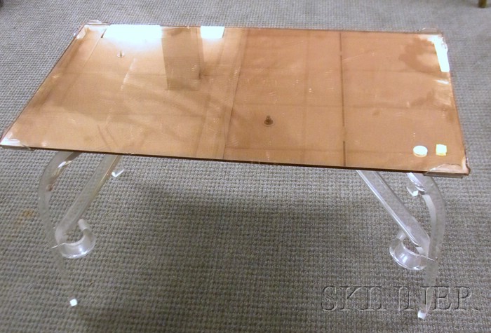 Appraisal: Art Deco Peach Mirror Glass-top and Lucite Coffee Table ht