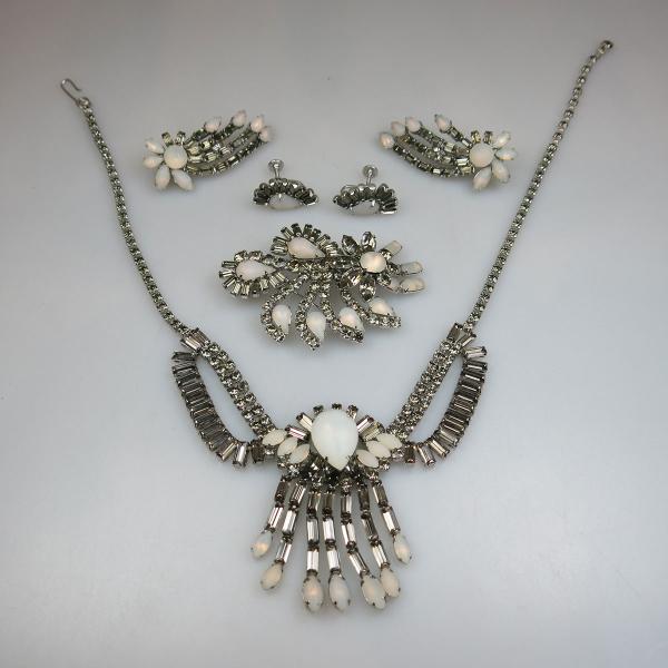 Appraisal: Silver Tone Metal Demi-Parure Suite comprising a necklace a brooch