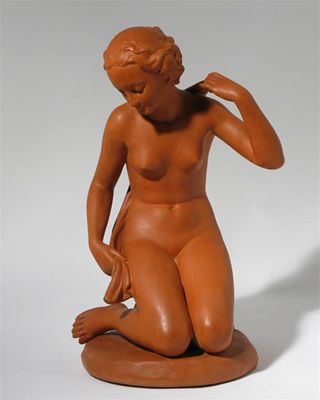 Appraisal: The Bather' a terracotta figure cast from a model by