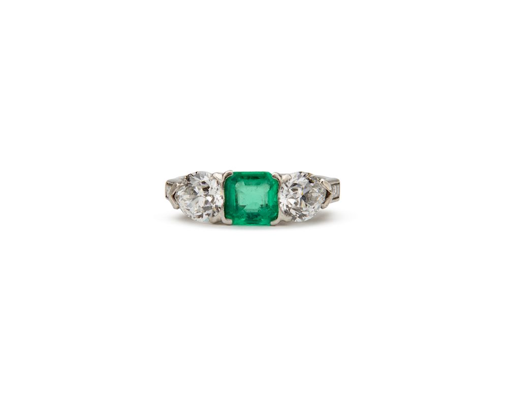 Appraisal: Platinum Emerald and Diamond Ring Platinum Emerald and Diamond Ring