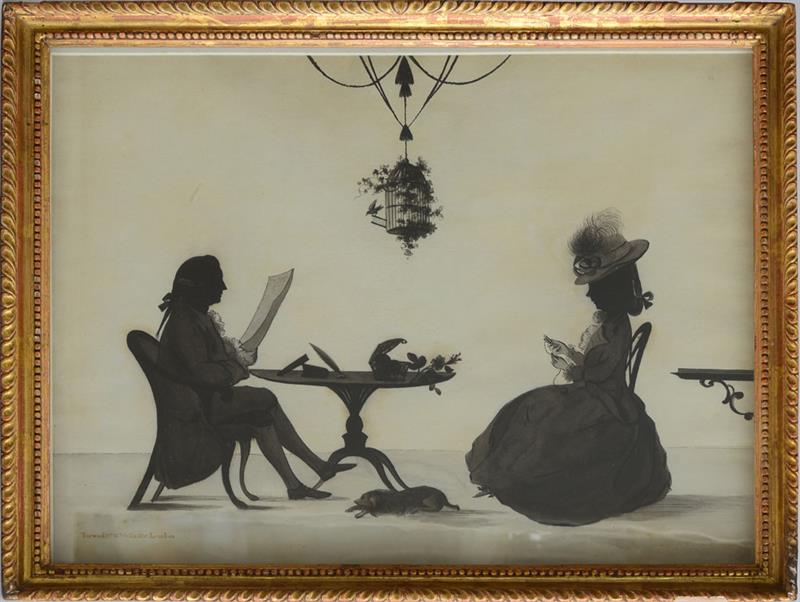 Appraisal: FRANCIS TOROND CONVERSATION SILHOUETTE GROUP Ink and wash on paper