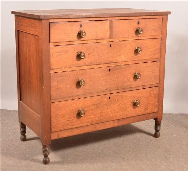 Appraisal: American Sheraton Walnut Chest of Drawers American Sheraton Walnut Chest