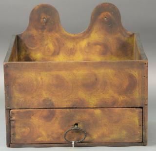 Appraisal: th Century wall box with brown and yellow grain paint