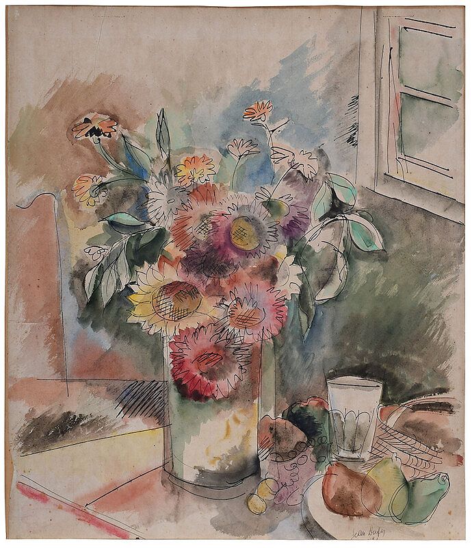 Appraisal: Jean Dufy French - Nature Mortes Still Life with Sunflowers