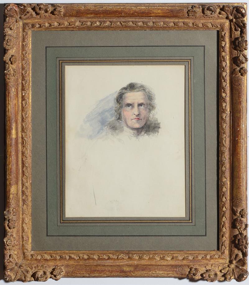 Appraisal: ATTRIBUTED TO WILLIAM NULREADY - PORTRAIT SKETCH Pencil and watercolor