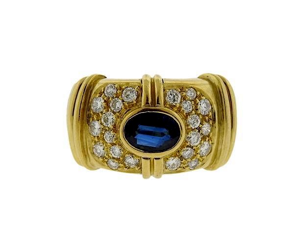 Appraisal: K Gold Sapphire Diamond Band Ring METAL K Gold GEMSTONES