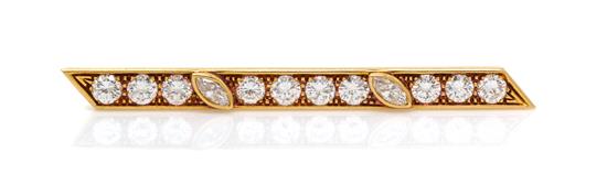 Appraisal: Sale Lot An Karat Yellow Gold and Diamond Bar Brooch