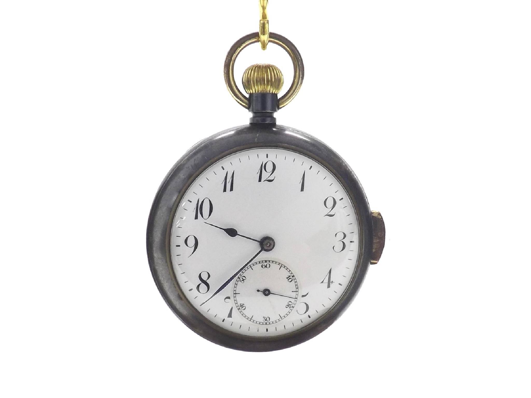 Appraisal: Swiss gunmetal lever minute repeating pocket watch unsigned gilt dial