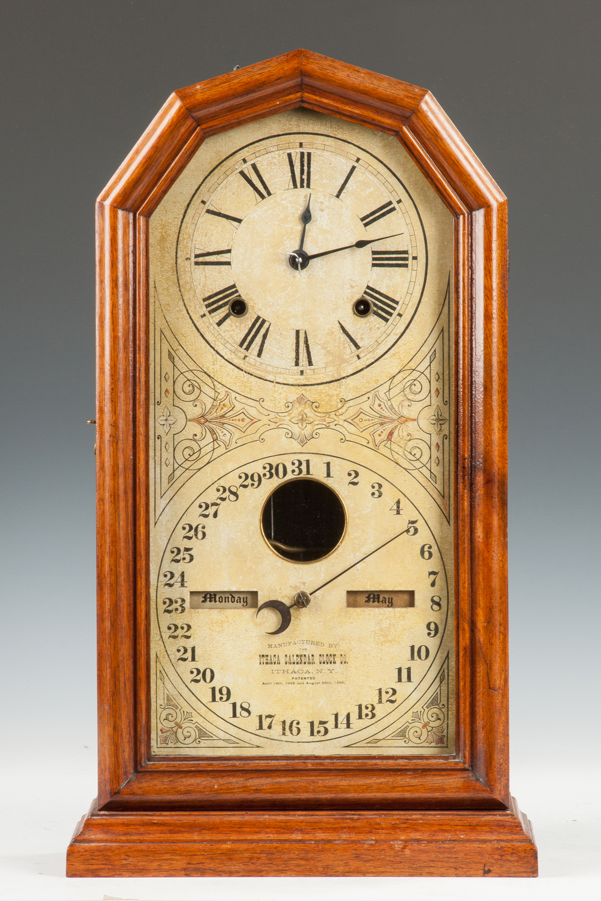 Appraisal: Ithaca Calendar Clock Walnut case Original paper dial day time