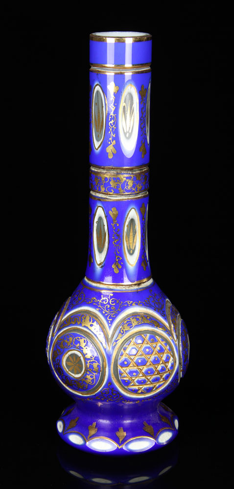 Appraisal: - Bohemian Blue Cut Glass Vase Bohemian vase blue cut