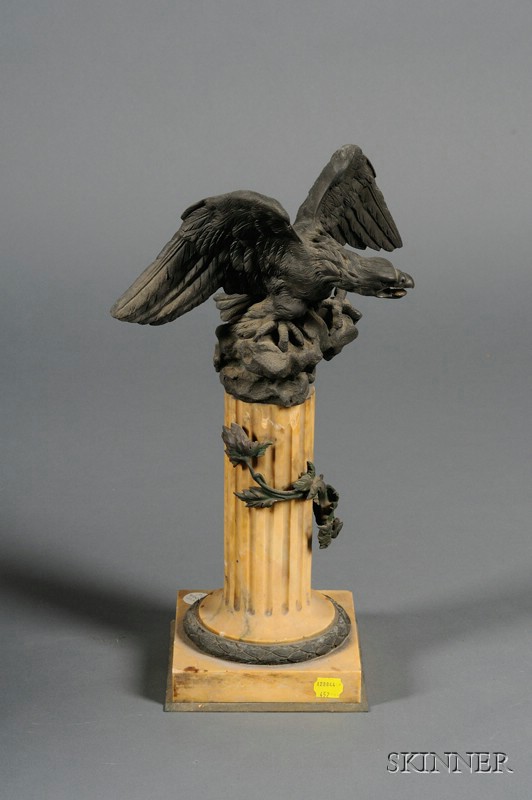 Appraisal: Empire-style Bronze and Marble Figural Column late th century formed