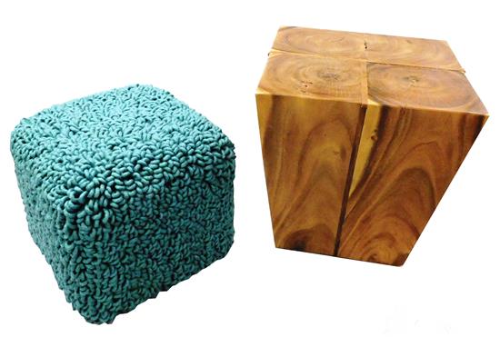 Appraisal: Two modern pieces of furniture tapering wooden cube table with