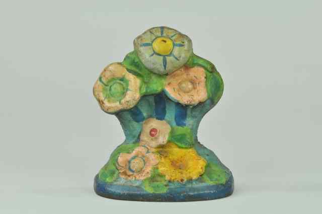 Appraisal: DECO FLOWERS DOORSTOP Wonderful cast iron depiction of balloon-shaped colorful