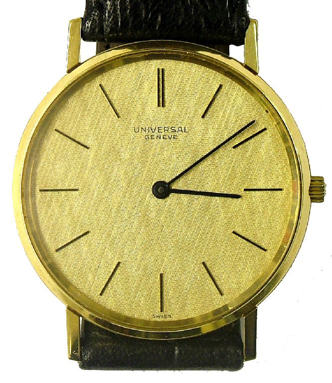 Appraisal: Universal Geneva k gentleman's wristwatch the gilt machined dial with