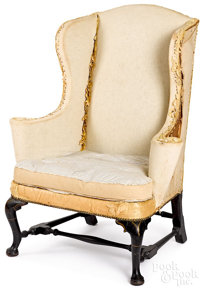 Appraisal: Rare Boston Queen Anne wing chair Exclusive on Bidsquare Rare