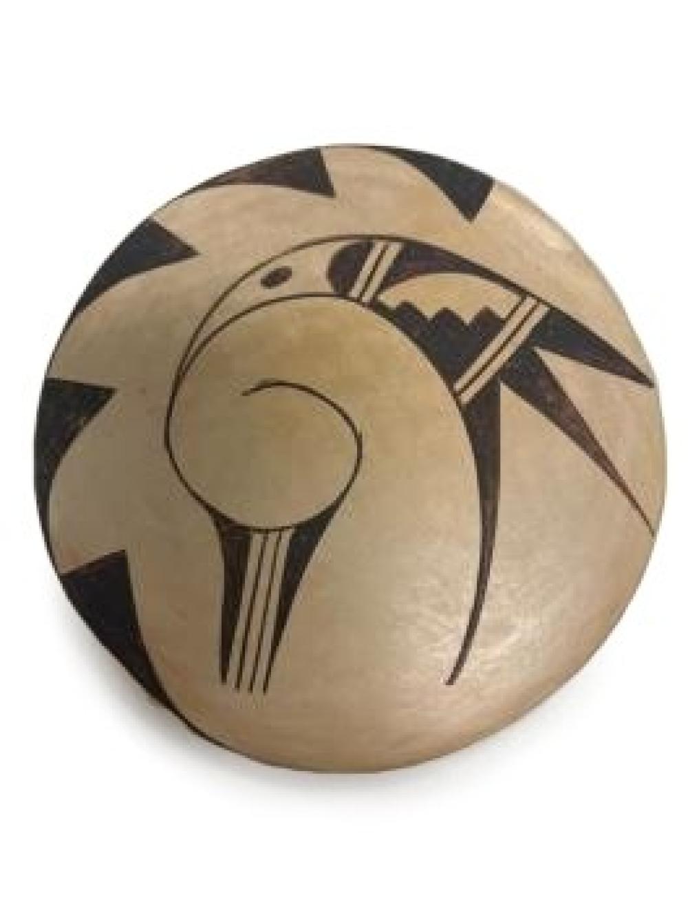 Appraisal: HOPI NATIVE AMERICAN ROUND POTTERY TILE WITH BLACK AND WHITE