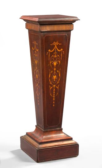 Appraisal: Edwardian Inlaid Rosewood and Mixed Woods Pedestal fourth quarter th