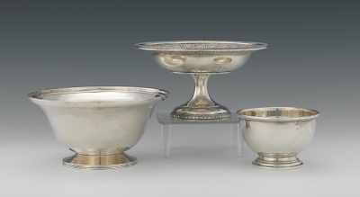 Appraisal: Three Sterling Silver Bowls Including a pedestal candy dish with