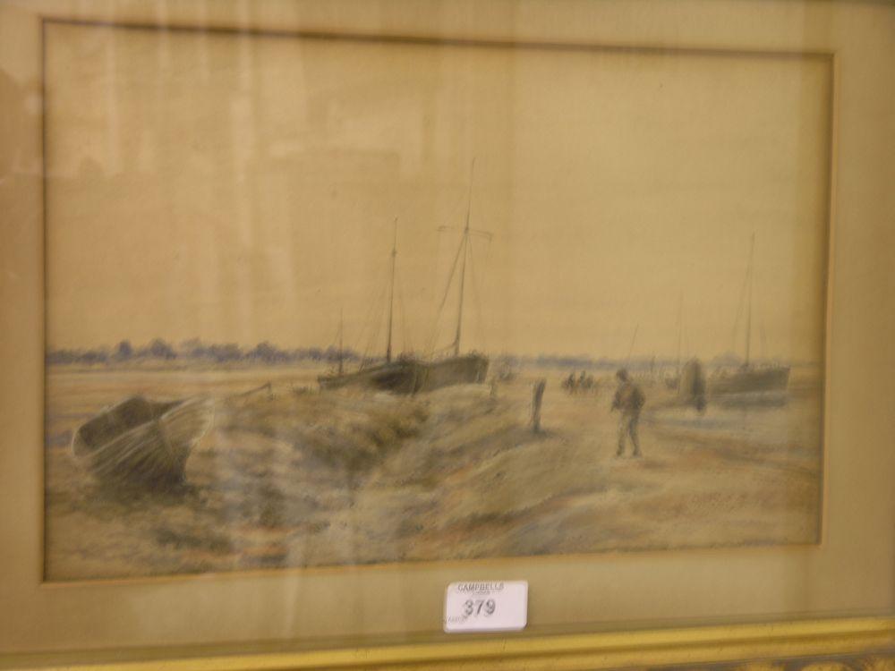 Appraisal: A Victorian watercolour - boats at dry dock x in