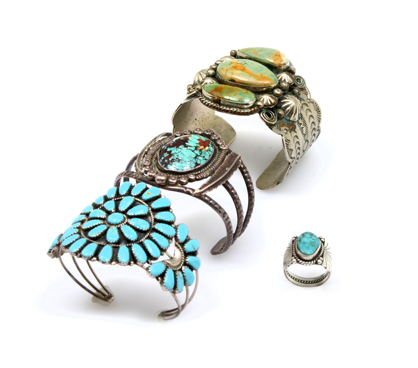 Appraisal: PC AMERICAN INDIAN JEWELRY Navajo artist Anita Castillo AC turquoise