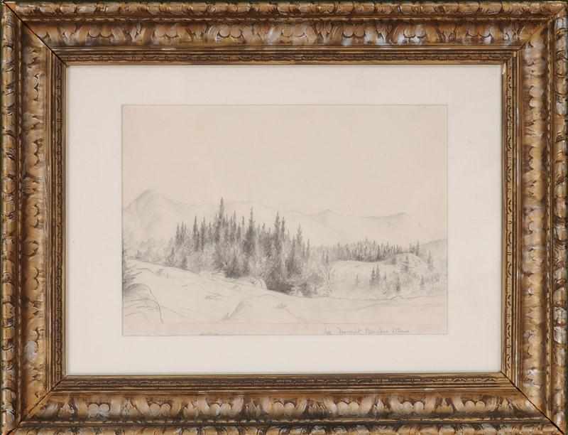 Appraisal: ATTRIBUTED TO HARRIET BEECHER STOWE MOUNTAIN LANDSCAPE Pencil on paper