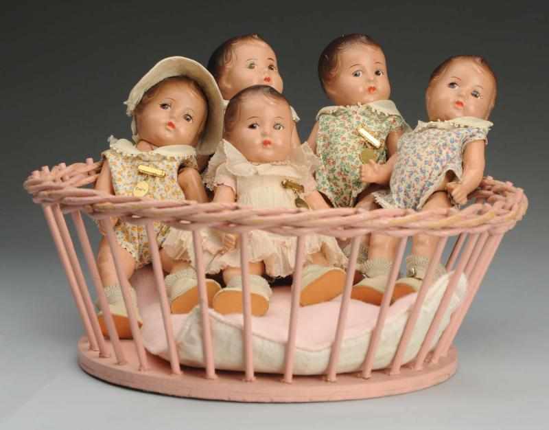 Appraisal: Lot of Dionne Quintuplets All composition toddlers by Madame Alexander