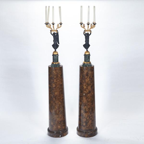 Appraisal: Pair of French Empire Style Gilt and Patinated Bronze Figural