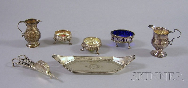 Appraisal: Seven English Silver Items a pair of English sterling footed