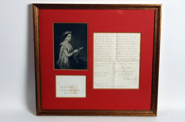 Appraisal: Queen Victoria signed letter dated to My Good Brother The